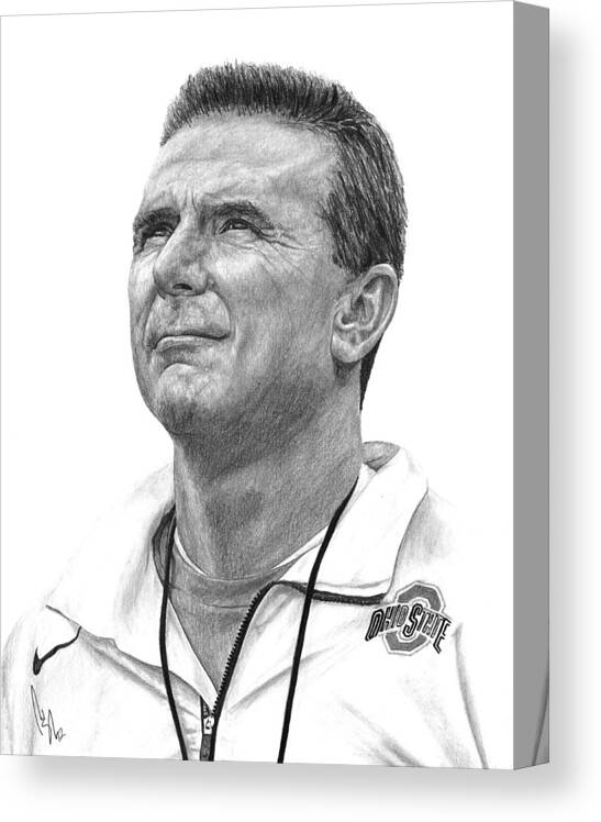 Urban Meyer Canvas Print featuring the drawing Coach Meyer by Bobby Shaw