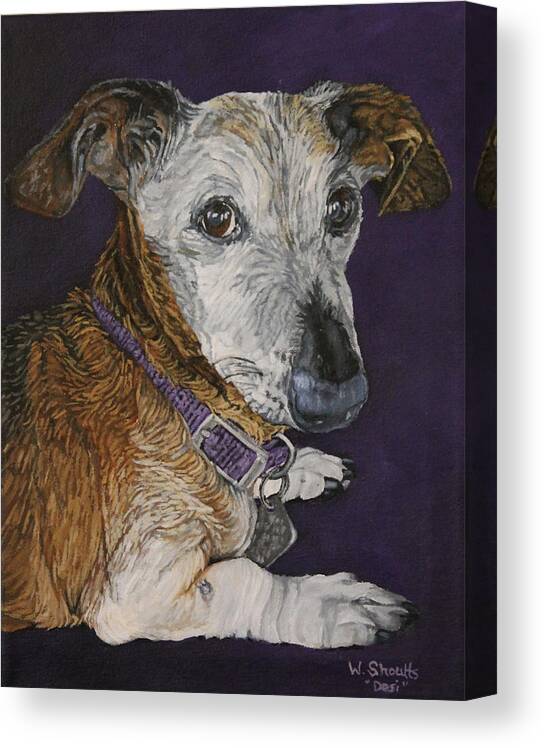 Dachshund Canvas Print featuring the painting Colbi by Wendy Shoults