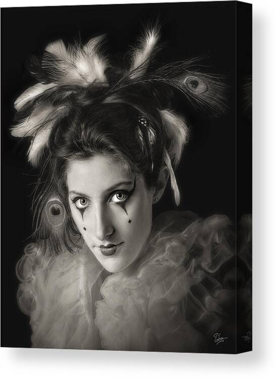 Clown Canvas Print featuring the photograph Colombina by Endre Balogh