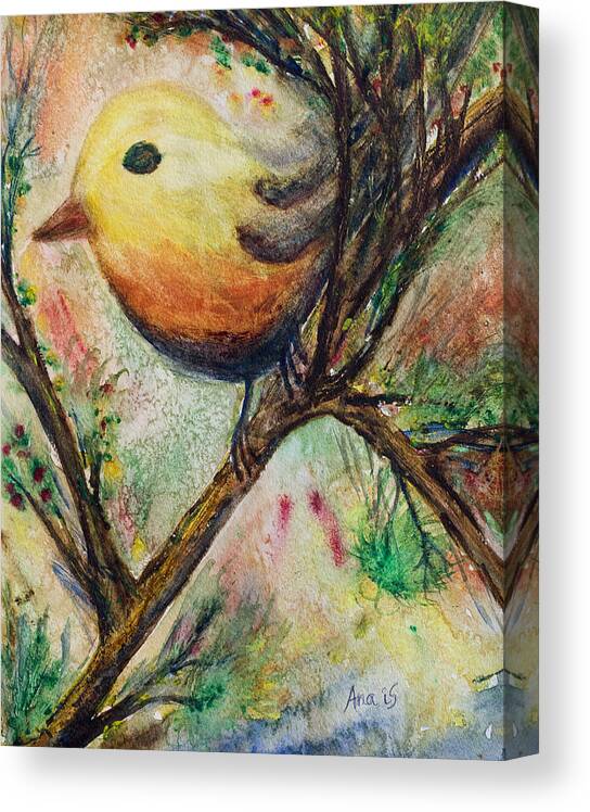 Bird Colorful Canvas Print featuring the painting Colorful Bird by Anais DelaVega