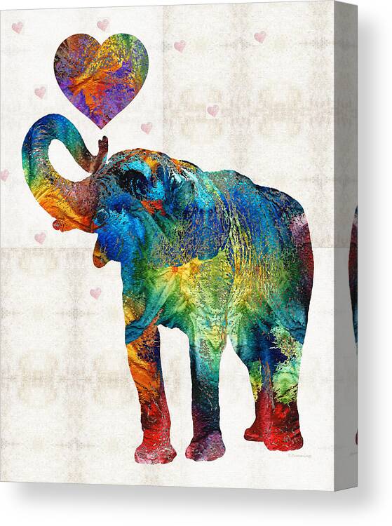 Elephant Canvas Print featuring the painting Colorful Elephant Art - Elovephant - By Sharon Cummings by Sharon Cummings