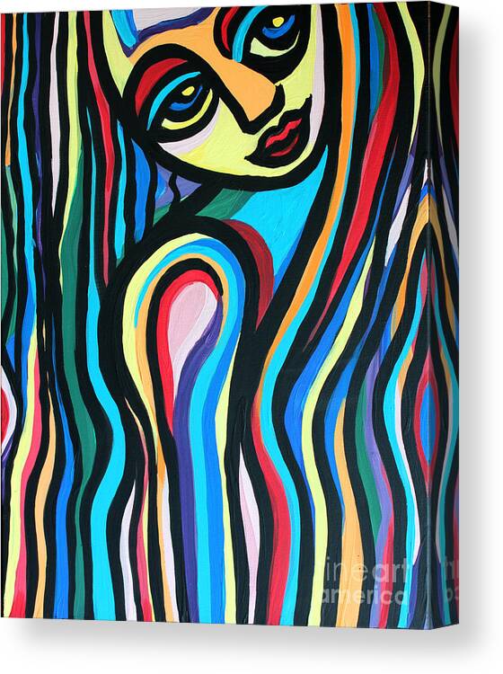 Colorful Canvas Print featuring the painting Colorful Lady by Cynthia Snyder