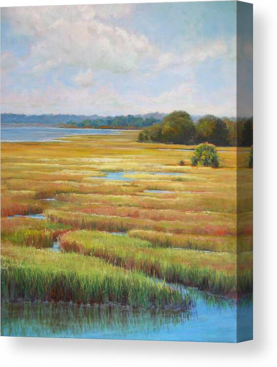 Marsh Canvas Print featuring the painting Colors in the Marsh by Pam Talley