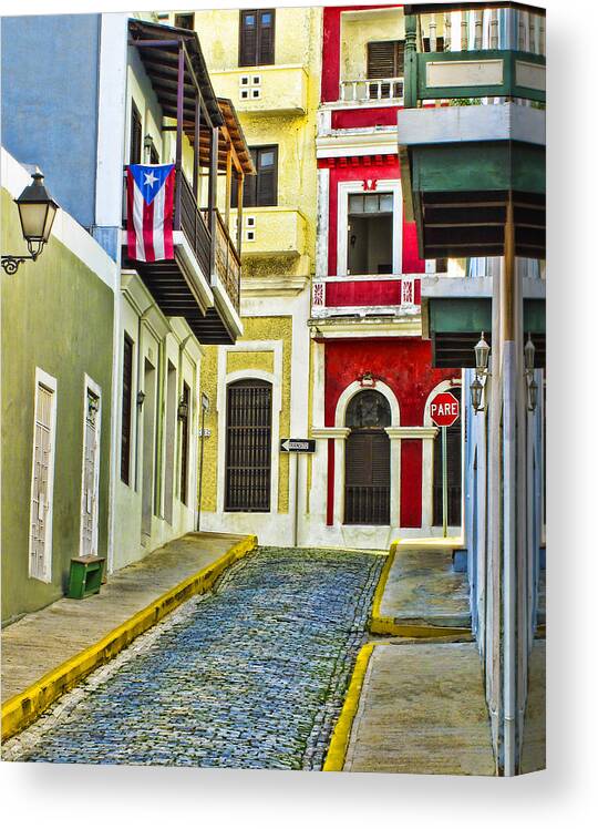 San Juan Canvas Print featuring the photograph Colors of Old San Juan Puerto Rico by Carter Jones