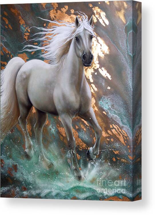 Copper Canvas Print featuring the painting Copper Sundancer - Horse by Sandi Baker