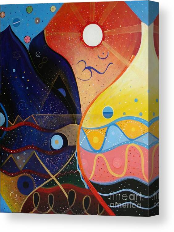 Value Canvas Print featuring the painting Cosmic Carnival VIII aka Sacred and Profane by Helena Tiainen
