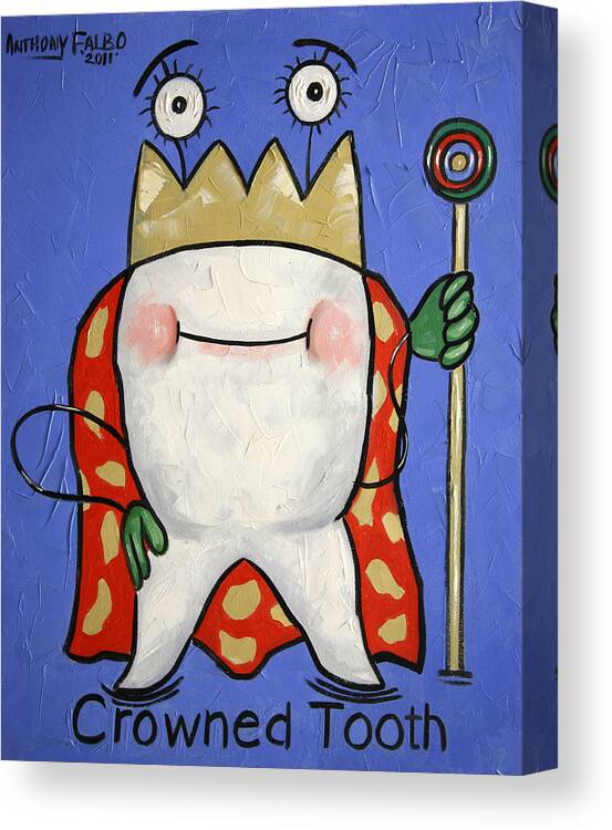  Crowned Tooth Framed Prints Canvas Print featuring the painting Crowned Tooth by Anthony Falbo