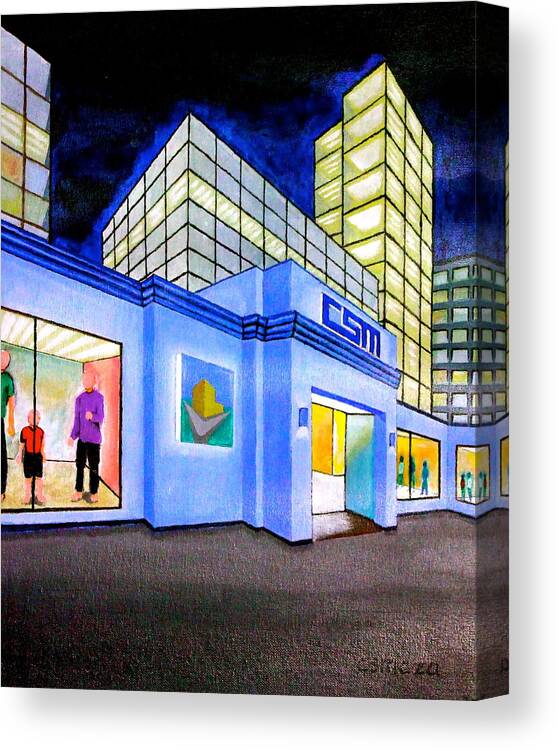 Building Canvas Print featuring the painting CSM Mall by Cyril Maza