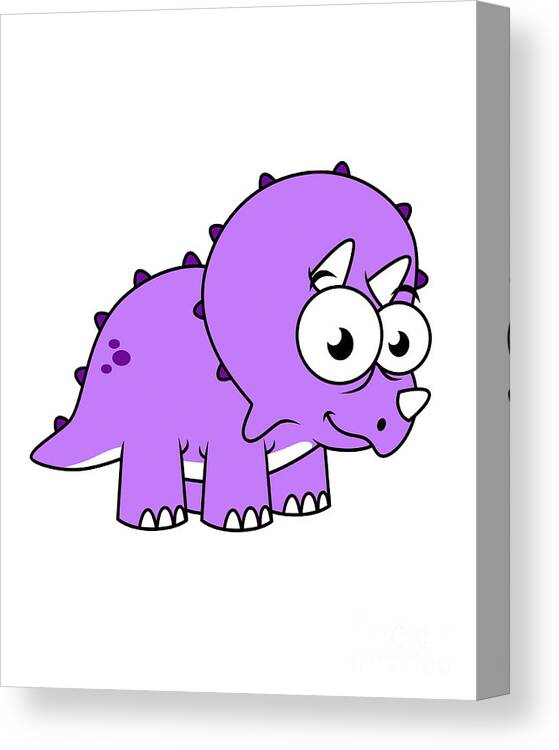 Vertical Canvas Print featuring the digital art Cute Illustration Of A Triceratops by Stocktrek Images