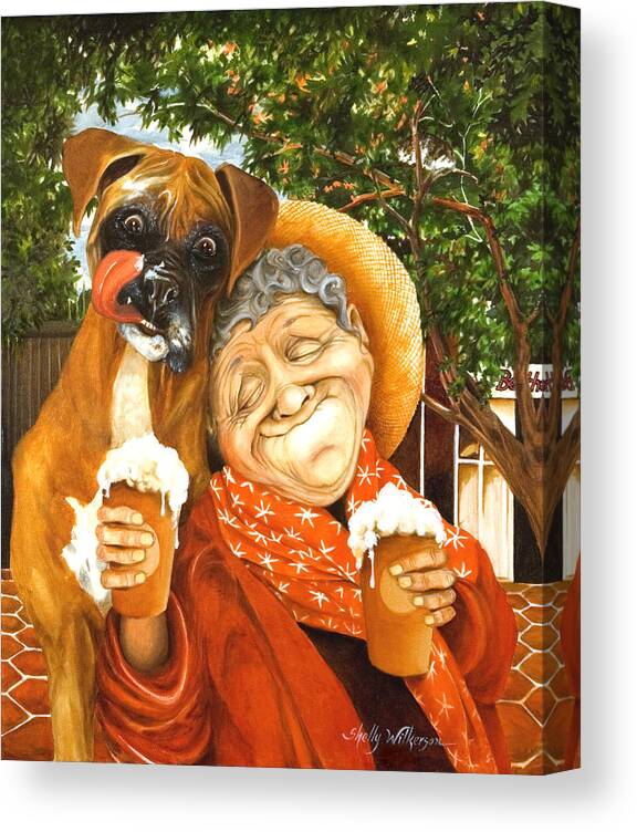 Boxer Canvas Print featuring the painting Daisy's Mocha Latte by Shelly Wilkerson