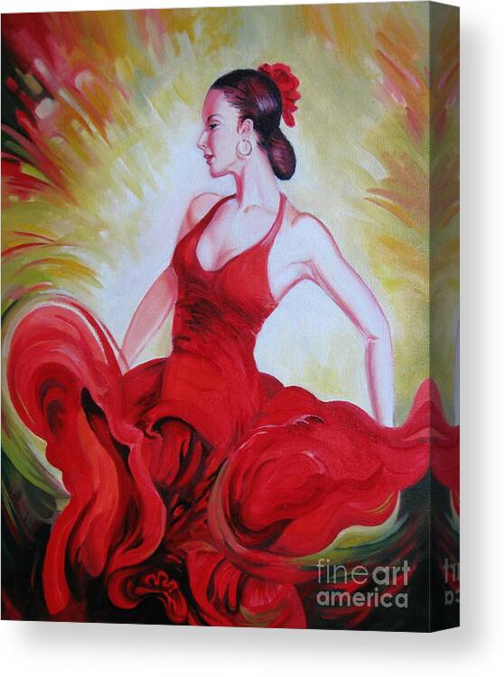 Woman Canvas Print featuring the painting Dance by Elena Oleniuc