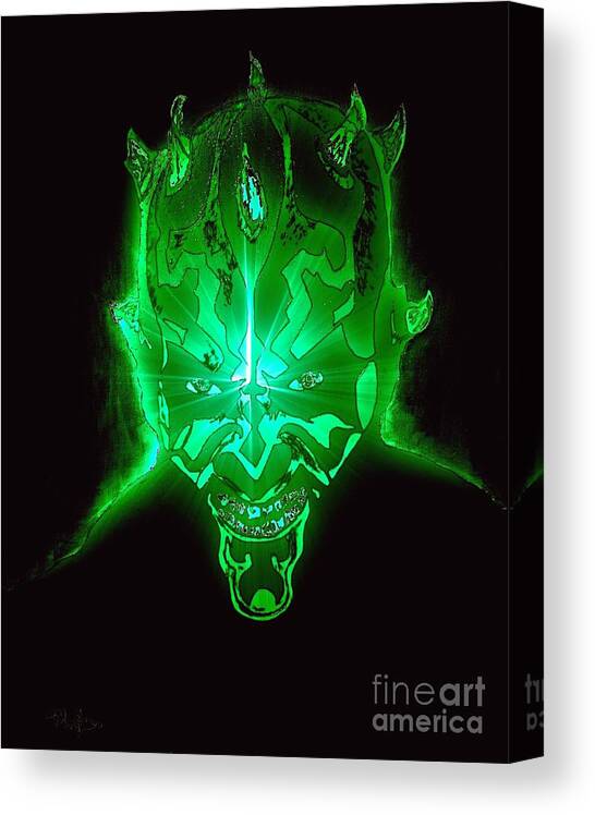 Darth Maul Canvas Print featuring the painting Darth Maul Green Glow by Saundra Myles