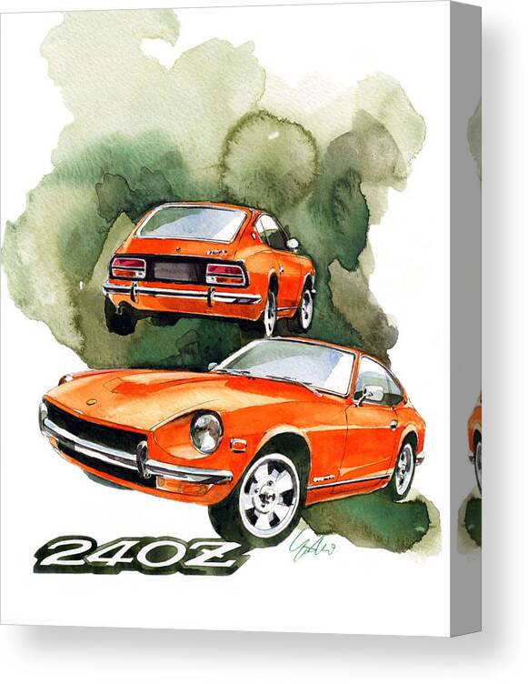 Nissan Datsun 240z Canvas Print featuring the painting Datsun 240Z by Yoshiharu Miyakawa