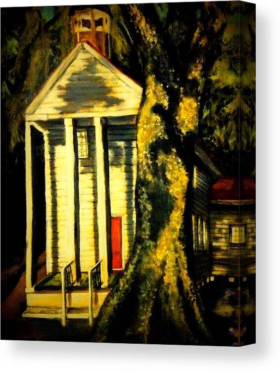 Beaufort Canvas Print featuring the painting Daybreak on Oak Church by Alexandria Weaselwise Busen