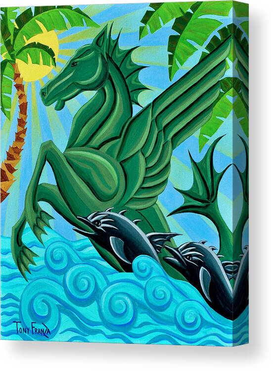 Seahorse Canvas Print featuring the painting DecoDance by Tony Franza