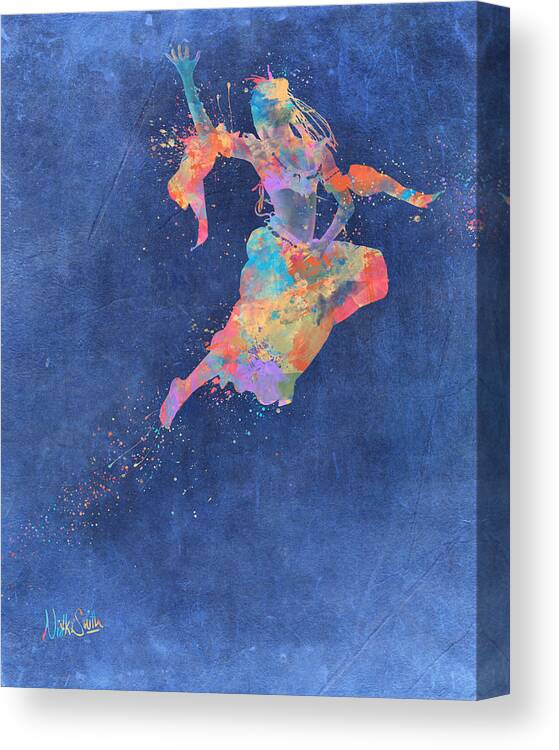 Dancer Canvas Print featuring the digital art Defy Gravity Dancers Leap by Nikki Marie Smith