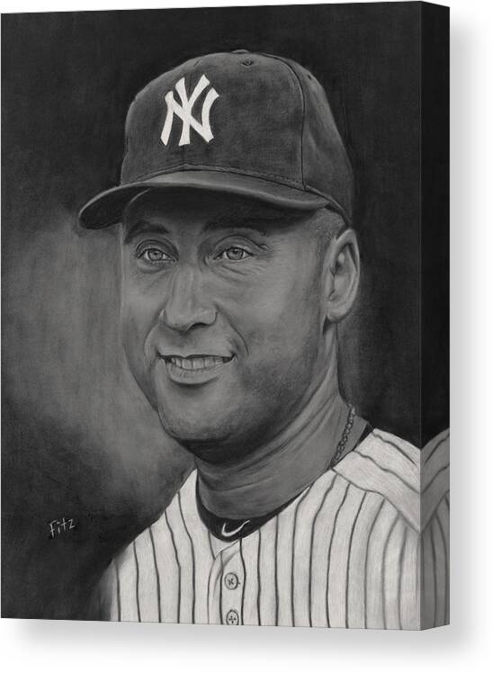 Baseball Canvas Print featuring the painting Derek Jeter by Rick Fitzsimons