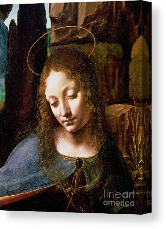 Detail Of The Head Of The Virgin Canvas Print featuring the painting Detail of the Head of the Virgin by Leonardo Da Vinci