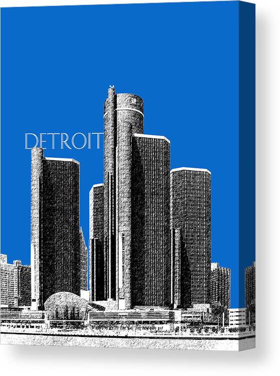 Detroit Canvas Print featuring the digital art Detroit Skyline 1 - Blue by DB Artist