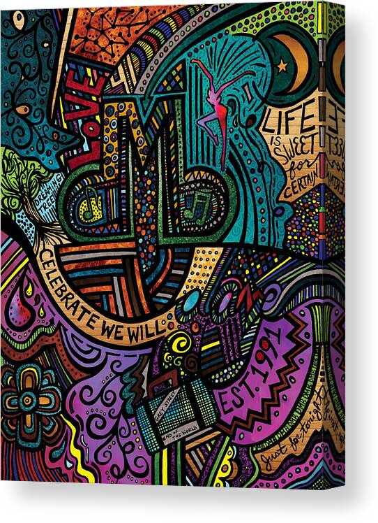 Dave Matthews Band Canvas Print featuring the digital art DMB LoVE by Kelly Maddern