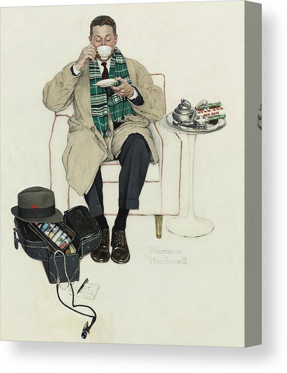 Tags Canvas Print featuring the photograph Doctor Relaxing with Tea by Georgia Clare