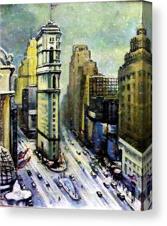 Cityscape Canvas Print featuring the painting Downtown New York by Philip Corley