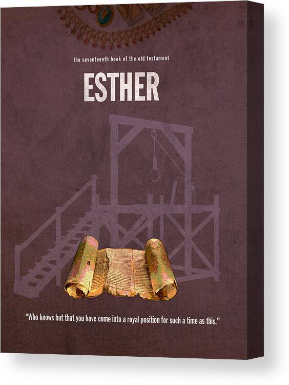 Esther Canvas Print featuring the mixed media Esther Books Of The Bible Series Old Testament Minimal Poster Art Number 17 by Design Turnpike
