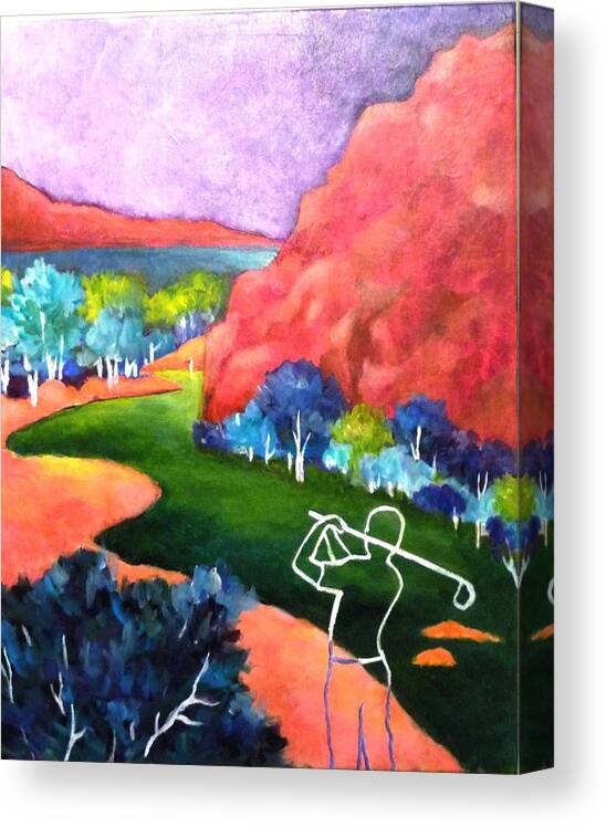 Golf Canvas Print featuring the painting Euphoria - Golf series by Betty M M Wong