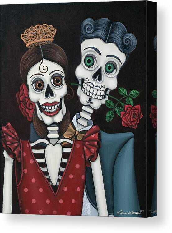 Day Of The Dead Canvas Print featuring the painting Every Juan Loves Carmen by Victoria De Almeida