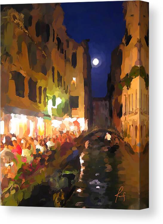  Canvas Print featuring the painting Every Night in Venice by Josef Kelly