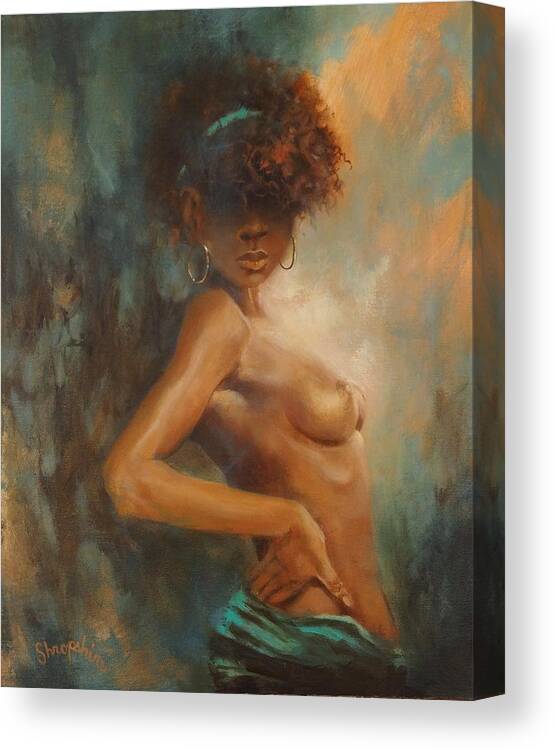 Figure Study Canvas Print featuring the painting Excuse me? by Tom Shropshire