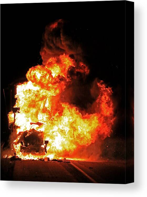 Fire Canvas Print featuring the photograph Exploding Fuel by Christopher McKenzie
