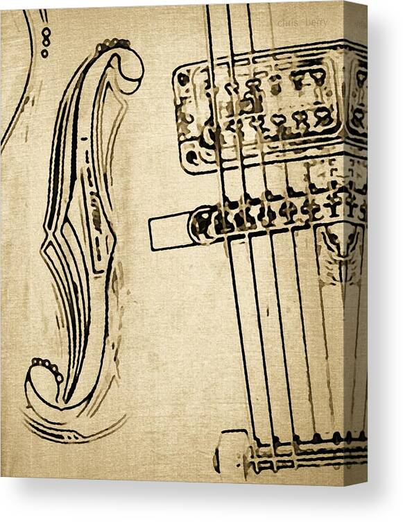 Music Canvas Print featuring the photograph F Hole Line Drawing by Chris Berry