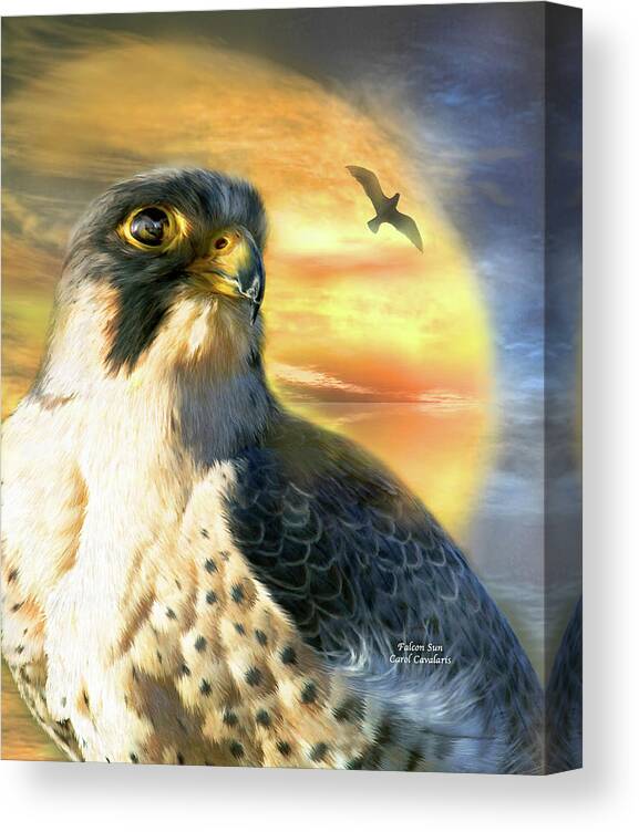 Falcon Canvas Print featuring the mixed media Falcon Sun by Carol Cavalaris