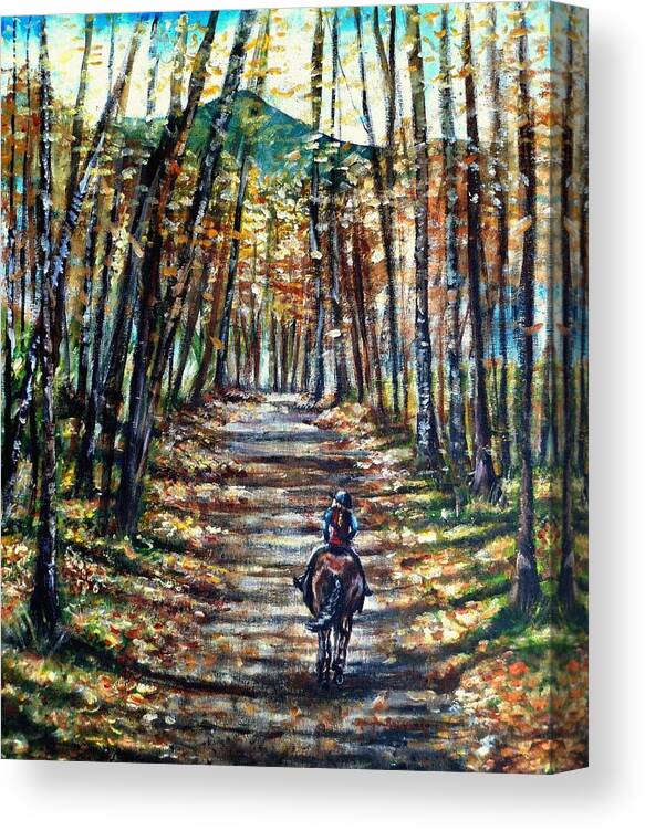Horse Canvas Print featuring the painting Fall Ride by Shana Rowe Jackson