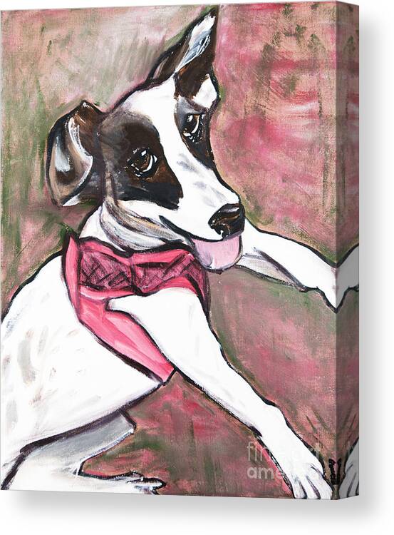 Jack Russell Canvas Print featuring the painting Fancy Little Girl by Rebecca Weeks
