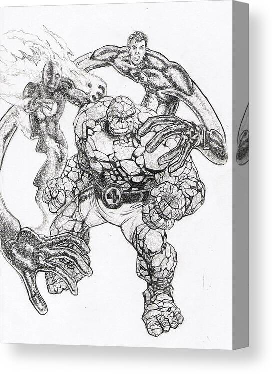 Fantastic Four Canvas Print featuring the drawing Fantastic by Paul Smutylo