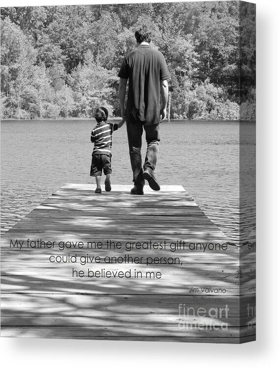 Father Canvas Print featuring the photograph Father and Son black white by Andrea Anderegg