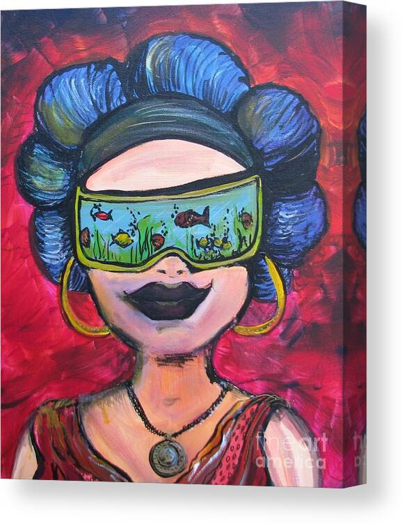 Whimsical Woman Canvas Print featuring the painting Feelin' Fine by Kelly Simpson Hagen