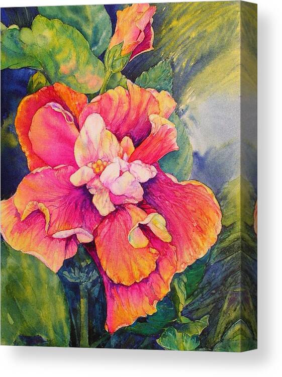 Hibiscus Canvas Print featuring the painting Fiesta Petals by Annika Farmer