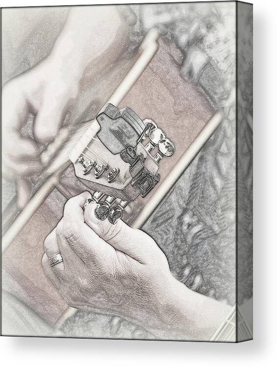 Guitar Canvas Print featuring the photograph Fine Tuning... by Tammy Schneider