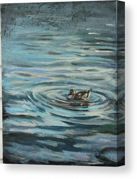 Duck Canvas Print featuring the painting Fishin' by Susan Bradbury