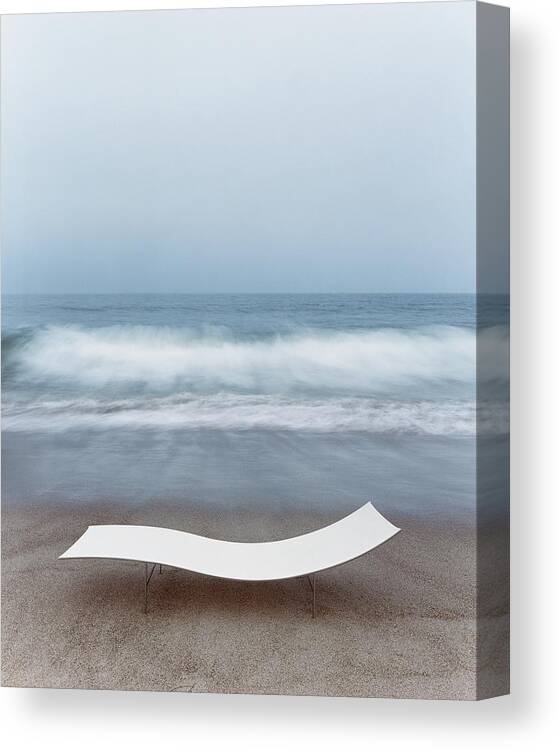 Nobody Canvas Print featuring the photograph Flexy Batyline Mesh Curve Chaise On Malibu Beach by Simon Watson