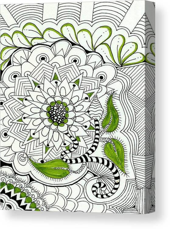 Zentangle Canvas Print featuring the mixed media Flower Basket by Ruth Dailey