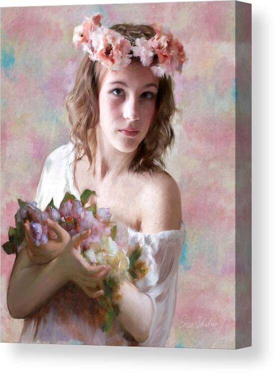 Flower Canvas Print featuring the painting Flower Girl by Portraits By NC