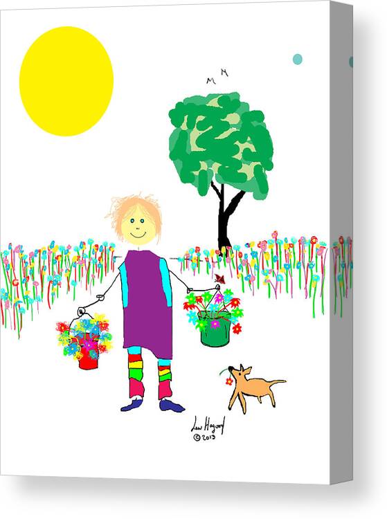 Child Art Canvas Print featuring the digital art Flower Girl by Lew Hagood