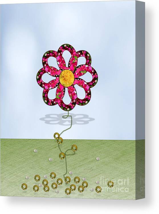 Flower Power- Fuschia Canvas Print featuring the digital art Flower Power- fuschia by Darla Wood