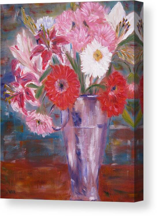 Flowers Canvas Print featuring the painting Flowers for me by Kathy Stiber