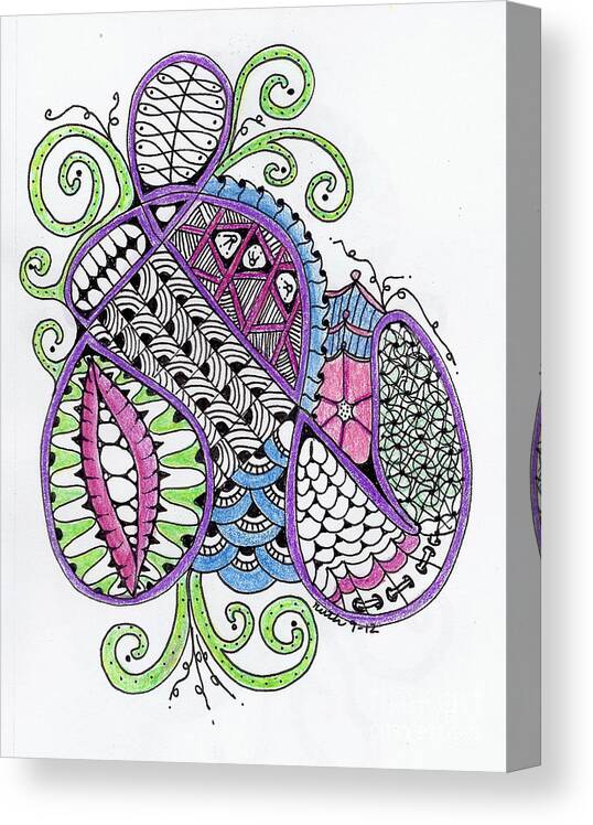 Zentangles Canvas Print featuring the mixed media Flutterbug by Ruth Dailey