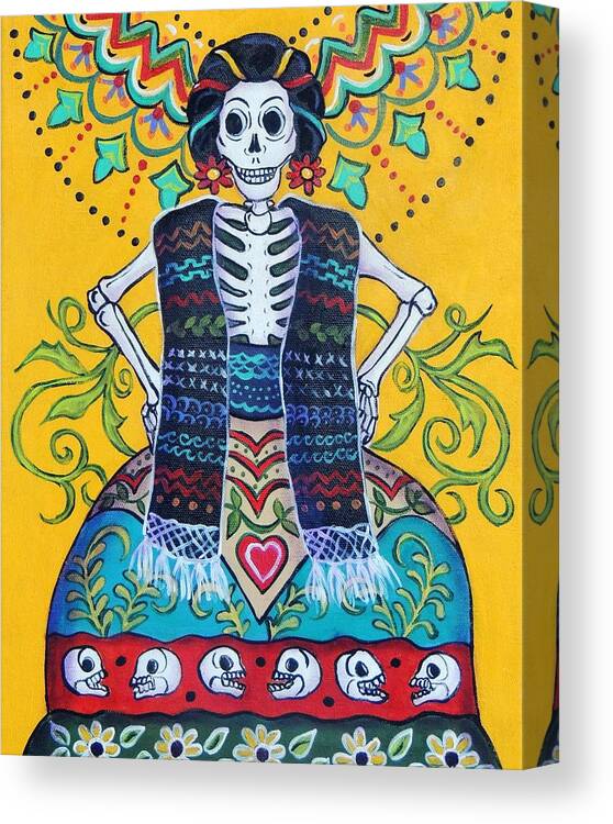 Dia De Los Muertos Canvas Print featuring the painting Folk Art Calavera by Candy Mayer